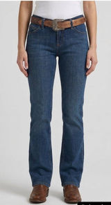 NWT New Wrangler Q-Baby Riding Jeans Mid-Rise Bootcut 7/8 X 36 Dark Wash Photo 0