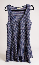 Anthropologie Maeve Shift‎ Dress Chevron Zigzag Multicolor Knit Ruffle S Photo 0