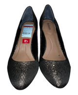 NWT STYLE & CO Black and Gold Metallic ASYAA Block Heel Pumps - 8.5 (read descr) Photo 0