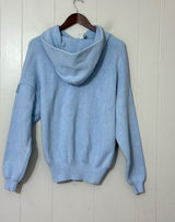 Alo Yoga Scholar Hooded Sweater Blue XS Oversized Ribbed Knit Hoodie Photo 0