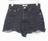 Zara High Rise Button Fly Distressed Denim Shorts Womens Size 4 Photo 0