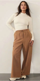 Athleta Promenade Wide Leg Cargo Pants – Walnut Brown – Size L Photo 0