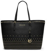 Michael Kors Black Saffiano Studded Tote with Gold Hardware Photo 0