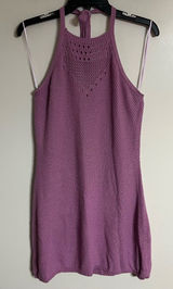 Ultra Flirt Crochet Knit Tie Halter Neck Dress‎ Junior Size XL Pink Purple Color Photo 0