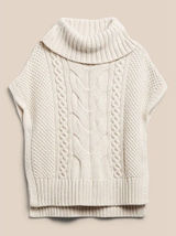 Banana Republic Womens Cable Knit Turtleneck Sweater Vest Cream Ivory XS/S Photo 0