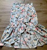 Milk & Honey, Asymmetrical Pink and Blue Wrap Maxi Skirt Photo 0