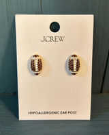 J. Crew Gold and Brown Football Crystal Stud Earrings - New $39.50 Photo 0
