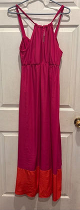 Old Navy Womens Large Pink Orange Colorblock Halter Maxi Dress Festival Boho‎ Photo 0