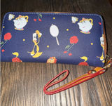 Beauty and the Beast Navy Zip Around Wristlet Wallet Mrs Potts Lumiere Photo 0