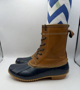 Land's End Women's Sz 8 Leather and Blue Rubber Duck Boots 502426 Photo 0