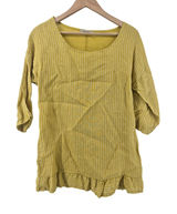 Lungo L'Arno Linen Top Womens S Yellow Striped Ruffle Hem Made in‎ Italy 202101 Photo 0