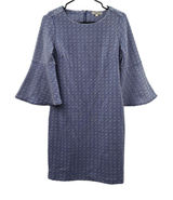 Tyler Boe Royal Blue & White Grecian Geometric Bell Sleeve‎ Sheath Dress Size S Photo 0