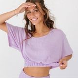 Free People Kelsey Lilac Purple Cropped Pullover Short Sleeve Top Women’s Small Photo 0