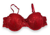 Inteco Intimates Womens‎ Bra Sz 34B Red Lace Push Up Padded Photo 0