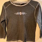 Y2K Harley-Davidson Gray Crew Neck Sweater with Logo Premium Longsleeve Graphic Photo 0