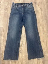 Social Threads Risen Jeans High Rise Wide Leg Raw Hem Medium Wash Size‎ 7/28 Photo 0
