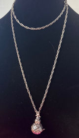 Silver Tone Filigree Gourd Locket Pendant Twisted‎ Rope Chain Necklace 28 Inch Photo 0