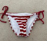 Red and White Striped Cheeky Bikini Bottom Photo 0