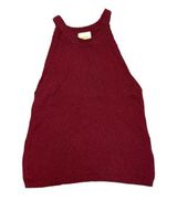 Maeve Burgundy Sleeveless Halter Neck Cotton Sweater Top Photo 0