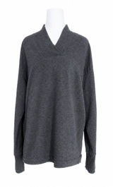 Athleta Clarity V-Neck Sweatshirt Womens Small S‎ Gray Shawl Neck Nirvana L/S Photo 0