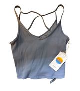 Vuori Women’s Rib Crop Tank Cropped Athletic Top Color Flint Blue Medium New $64 Photo 0
