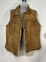 Wilson’s Leather Maxima Brown Fur Lined Vest Size XL EUC Photo 0