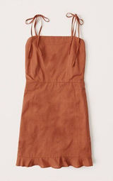 Abercrombie & Fitch Terracotta Rust Orange Tie Shoulder Smocked Mini Dress Small Photo 0
