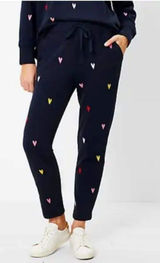 Lou & Grey w/ LOFT Colorful Heart Terry Sweatpants Jogger Pants Sz Med Valentine Photo 0