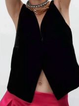 Zara plunge neck velvet V-Neck Sleeveless Top/vest. NWT Sz MD Photo 0