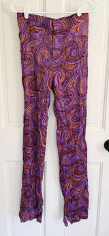 Zara NWT Retro Swirl Print High‎ Rise Flare Pants Purple Brown Size S Photo 0