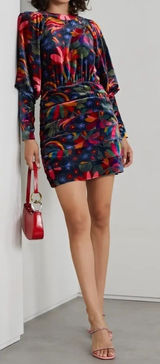 NWT Farm Rio Velvet‎ Dress in Black Banana Sky Size Medium Photo 0