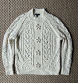 J Crew Cream Cable Knit Pointelle Sweater Popcorn Flower Bauble Photo 0