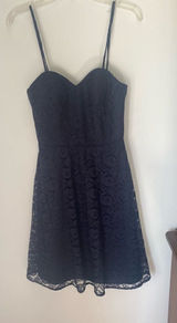 Wtoo Watters Navy Lace Sweetheart Spaghetti Strap Dress Size 4 Photo 0