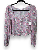 Abound Cinched Cinched Front Floral Blouse In‎ Pink Fade To Flower Haze Size M Photo 0