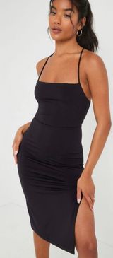black strappy back bodycon midi dress Photo 0
