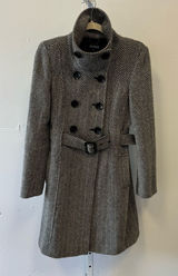 Guess Women’s Wool Blend Herringbone Tailored Double Breasted Pea Coat Gray Sm Photo 0