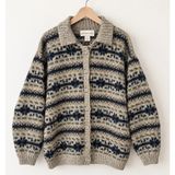 Northern Isles XL Wool Blend Nordic Fair Isle Cardigan Sweater USA Vtg Grandma Photo 0