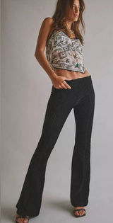 Free People Penny Pull-On Velvet Flared Pants Size L Whimsigoth Photo 0