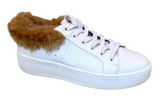 Steve Madden Brenner Faux Fur Trim Leather Outsole Sneakers White Size 6 Photo 0
