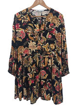 Zara Dress Womens Small Tiered Babydoll Black Floral V-Neck Boho EUC Photo 0