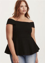 Torrid Off Shoulder Peplum Top dark gray, Torrid Size 2 / 2X (18/20) NEW NWT Photo 0