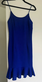 Elegant Royal Blue Slip Dress with Fluted Hem Photo 0