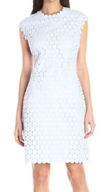 Ted Baker Jemille Sheath Dress Size 8 Blue Scalloped Lace Feminine Romantic Photo 0