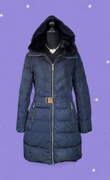 Michael Kors Quiet Luxury Down Puffer Hooded Belted Coat size medium Photo 0