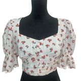 SHEIN Woman L‎ Coquette Girl Milkmaid Floral Cropped Puffed Sleeve Tie-back Top Photo 0