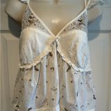 NWT Anthropologie Ivory‎ Beaded Embroidered Reversible Cotton Tank Top Babydoll Photo 0