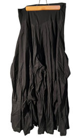 Vintage Luna Luz Womens Sz Large A-Line Maxi Skirt Black Pull On Gathered Cotton Photo 0