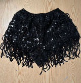 New Women’s Shorts Elastic with Sequined Fringes Stretchy Black Xs Waist 22" Photo 0