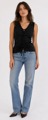 GUESS x Tiesto NWT Lace Up Eyelet Tank Top‎ Jet Black Festival Large Photo 0