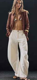 NWT Free People Spotlight Menswear Barrel Relaxed Trousers Size 2 Photo 0